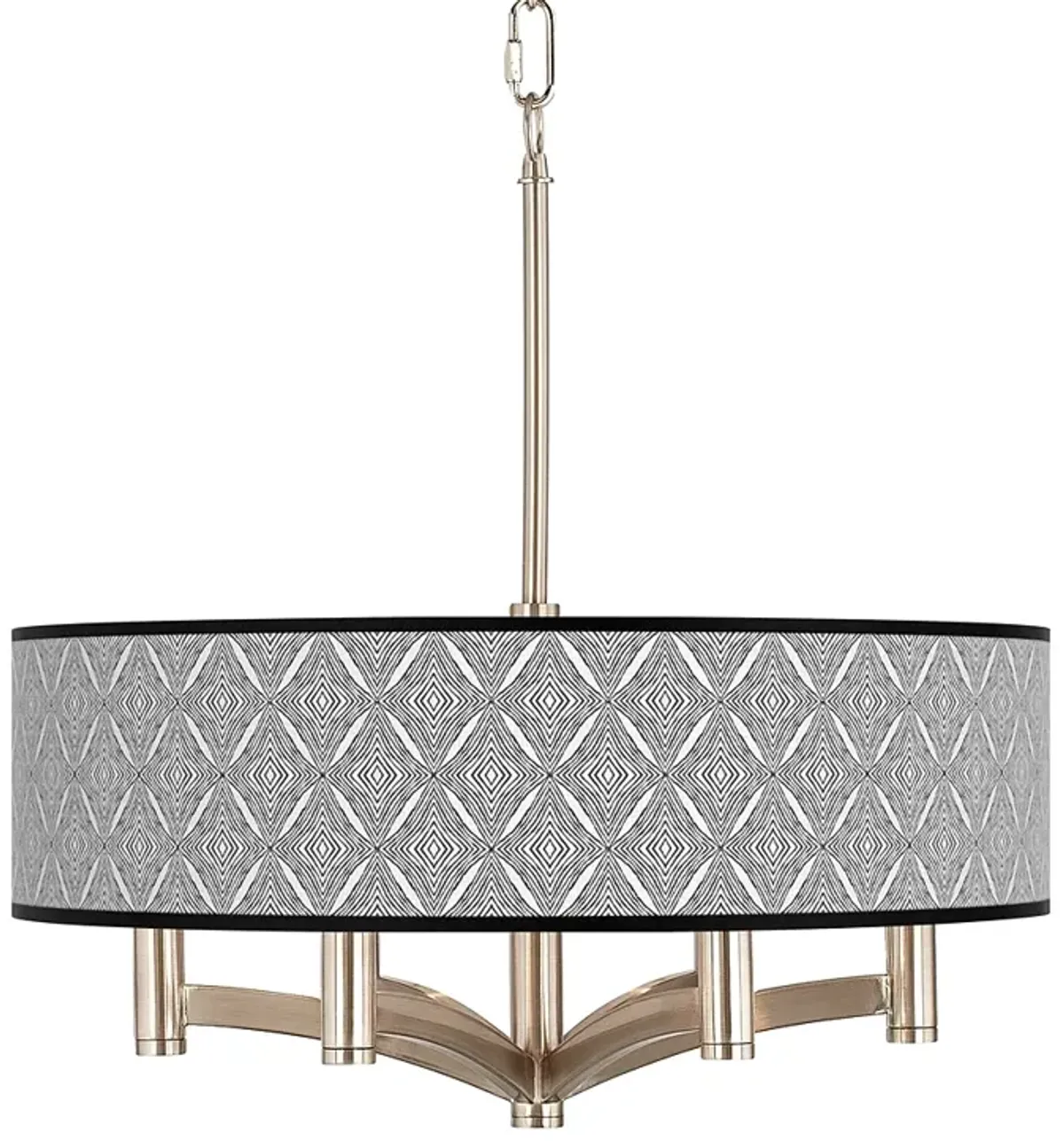 Moroccan Diamonds II Ava 6-Light Nickel Finish Modern Pendant Chandelier