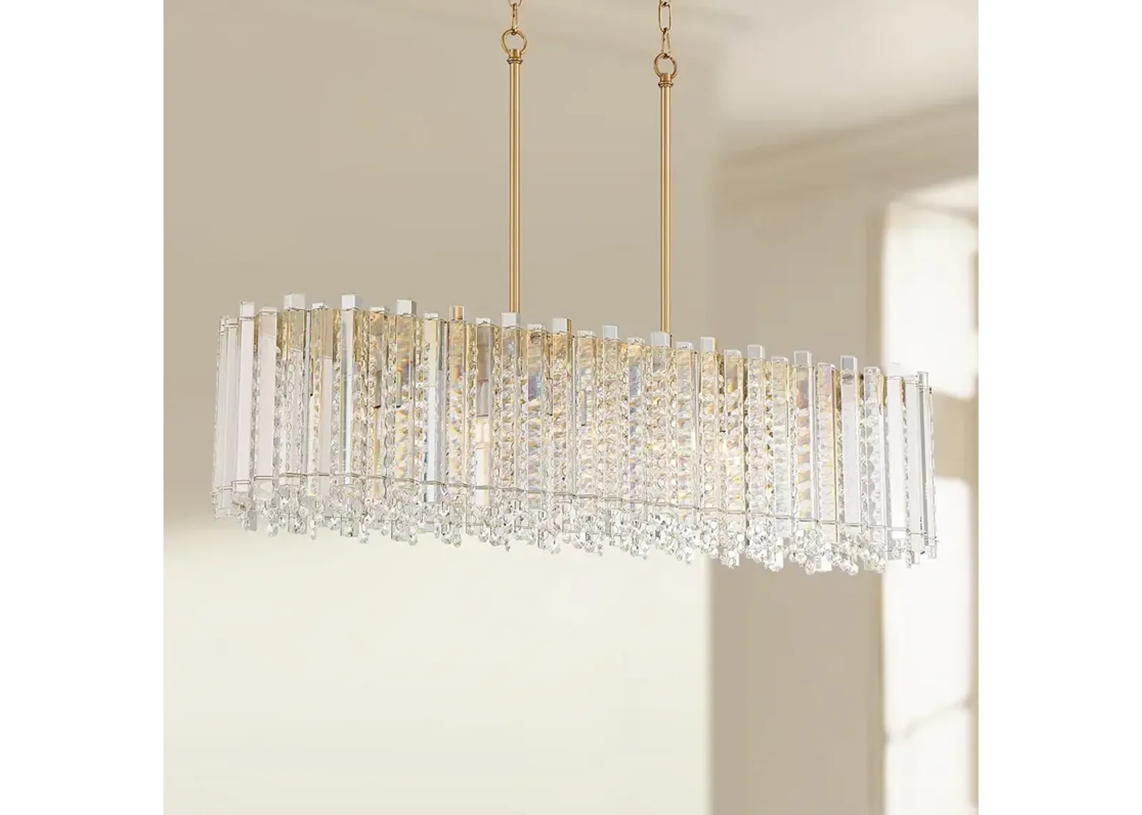 Possini Euro Design Mirabell 34" Gold Crystal LED Island Pendant