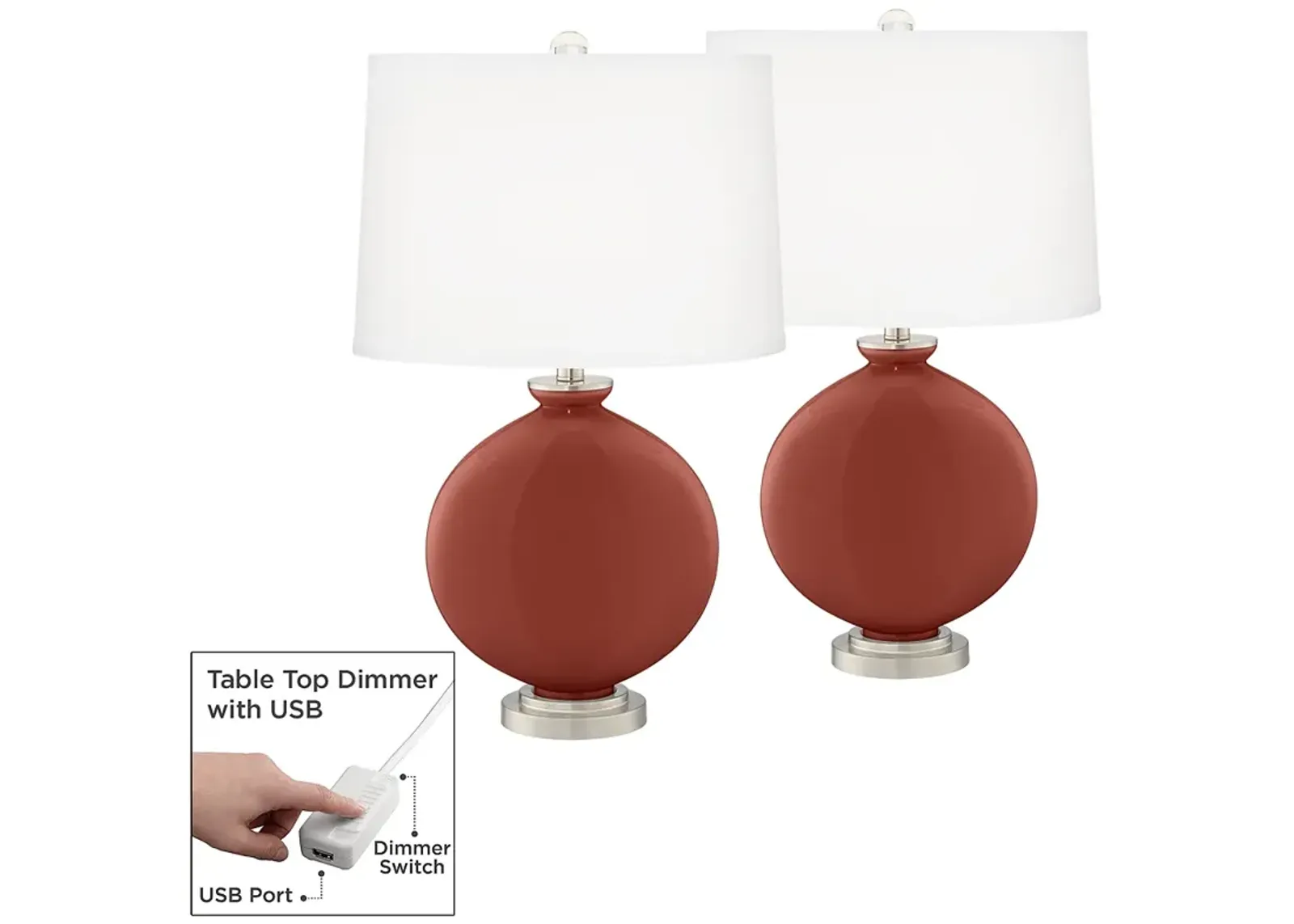 Madeira Carrie Table Lamp Set of 2 with Dimmers