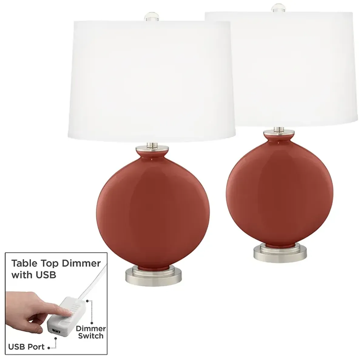 Madeira Carrie Table Lamp Set of 2 with Dimmers