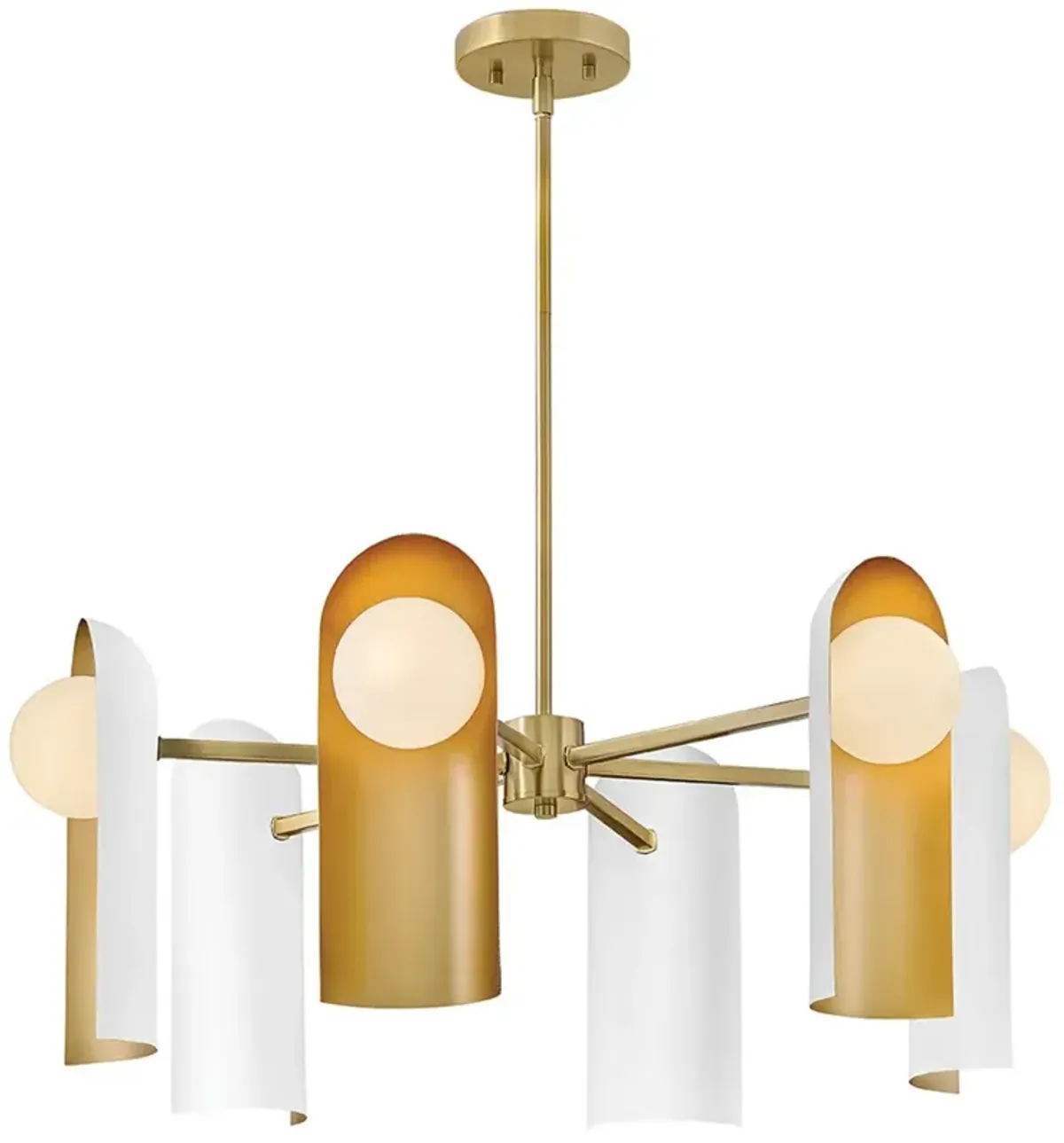 Zuri 30"W Lacquered Brass and Off-White 6-Light Chandelier