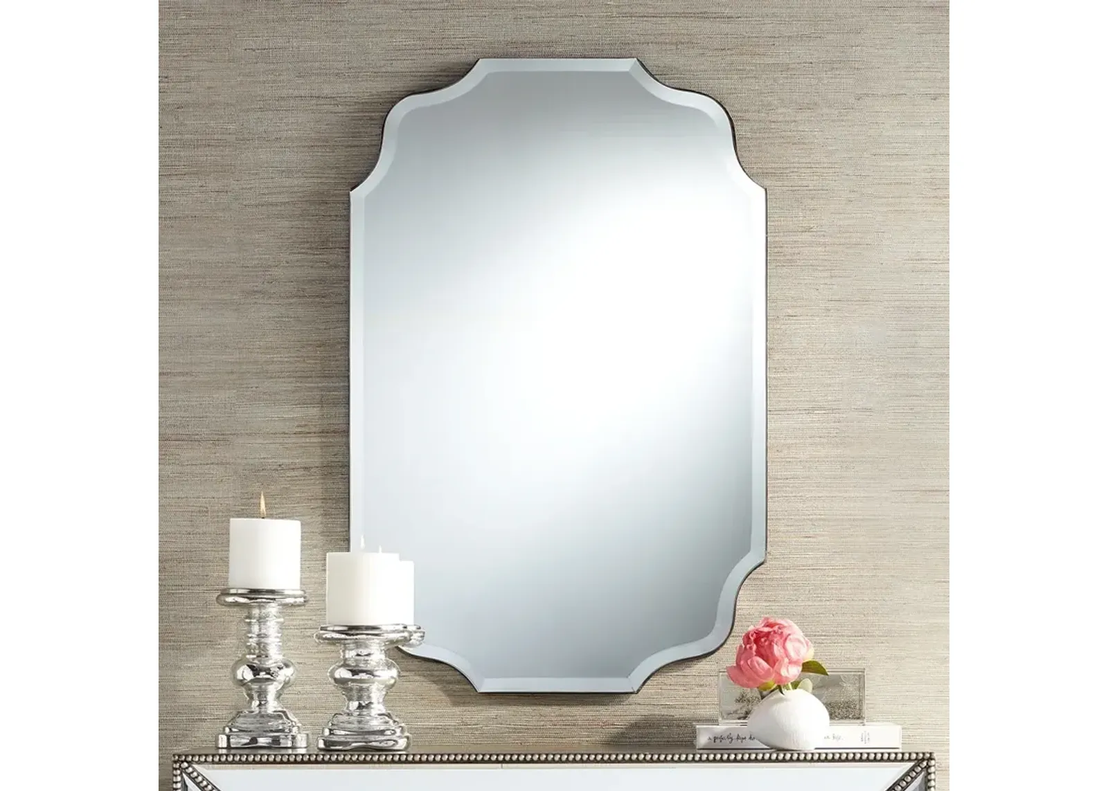 Vita Oval Wave Edge 23 1/2" x 36" Frameless Wall Mirror