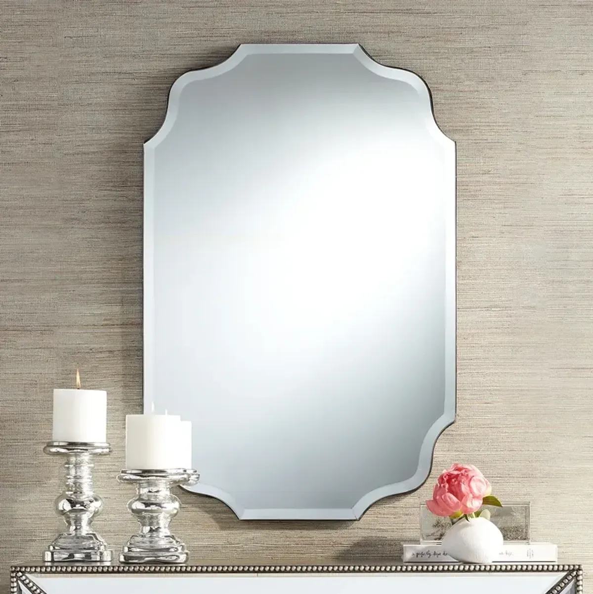 Vita Oval Wave Edge 23 1/2" x 36" Frameless Wall Mirror