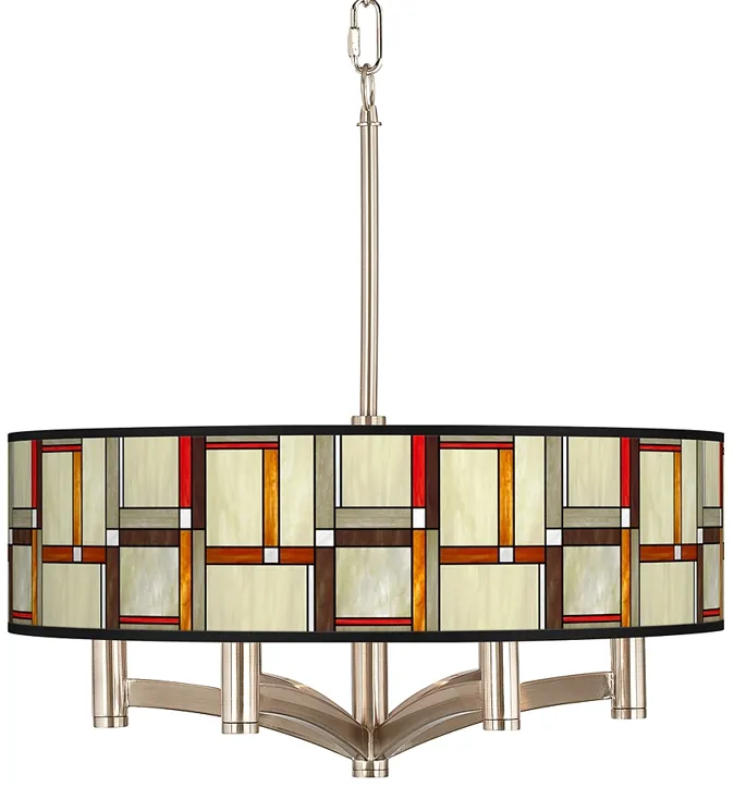 Modern Squares Ava 6-Light Nickel Pendant Chandelier