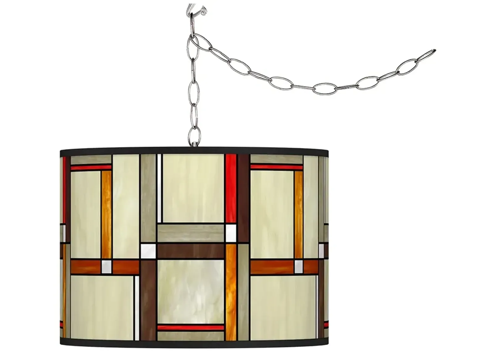 Giclee Glow 13 1/2" Wide Modern Squares Plug-In Swag Chandelier