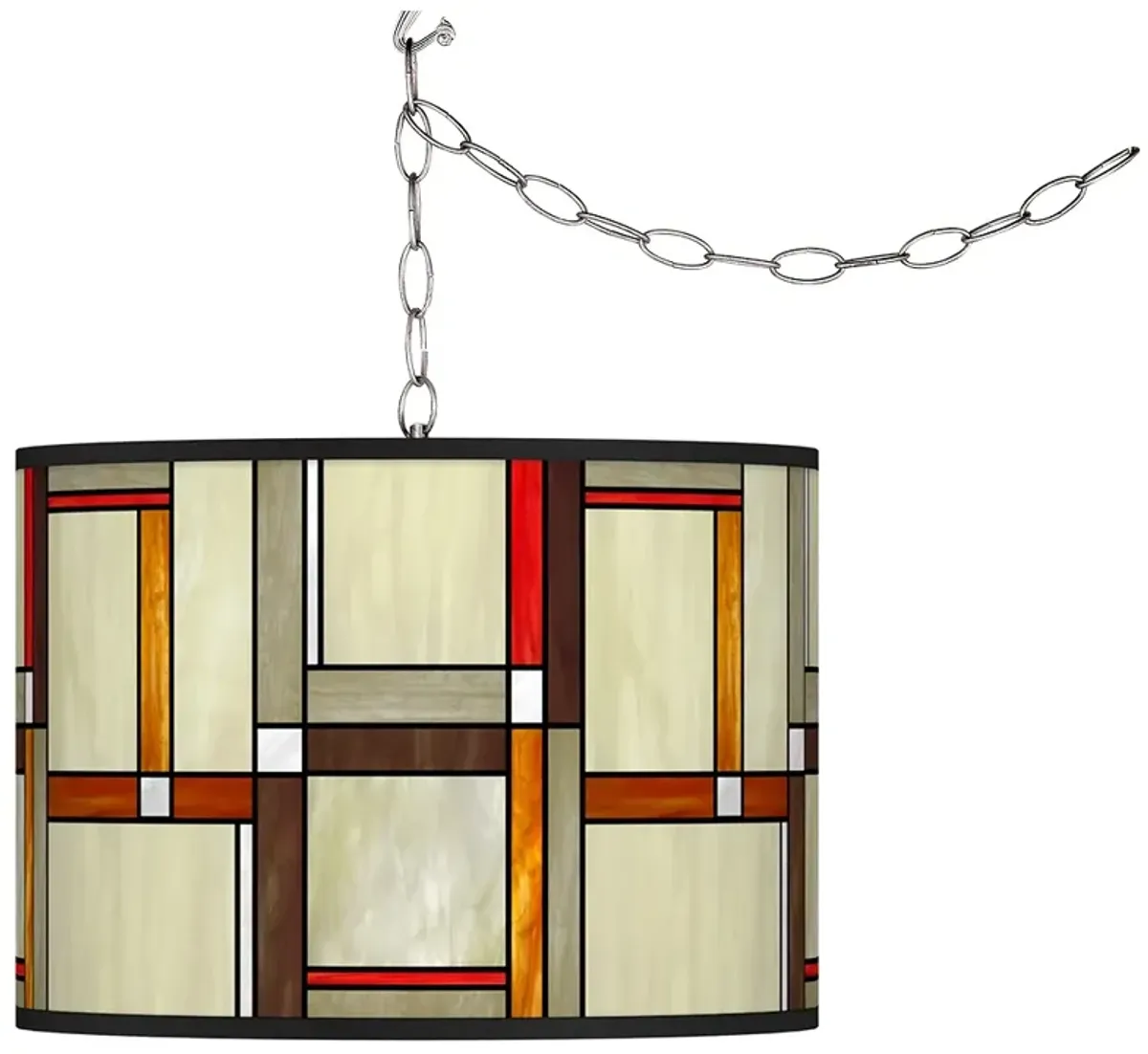 Giclee Glow 13 1/2" Wide Modern Squares Plug-In Swag Chandelier