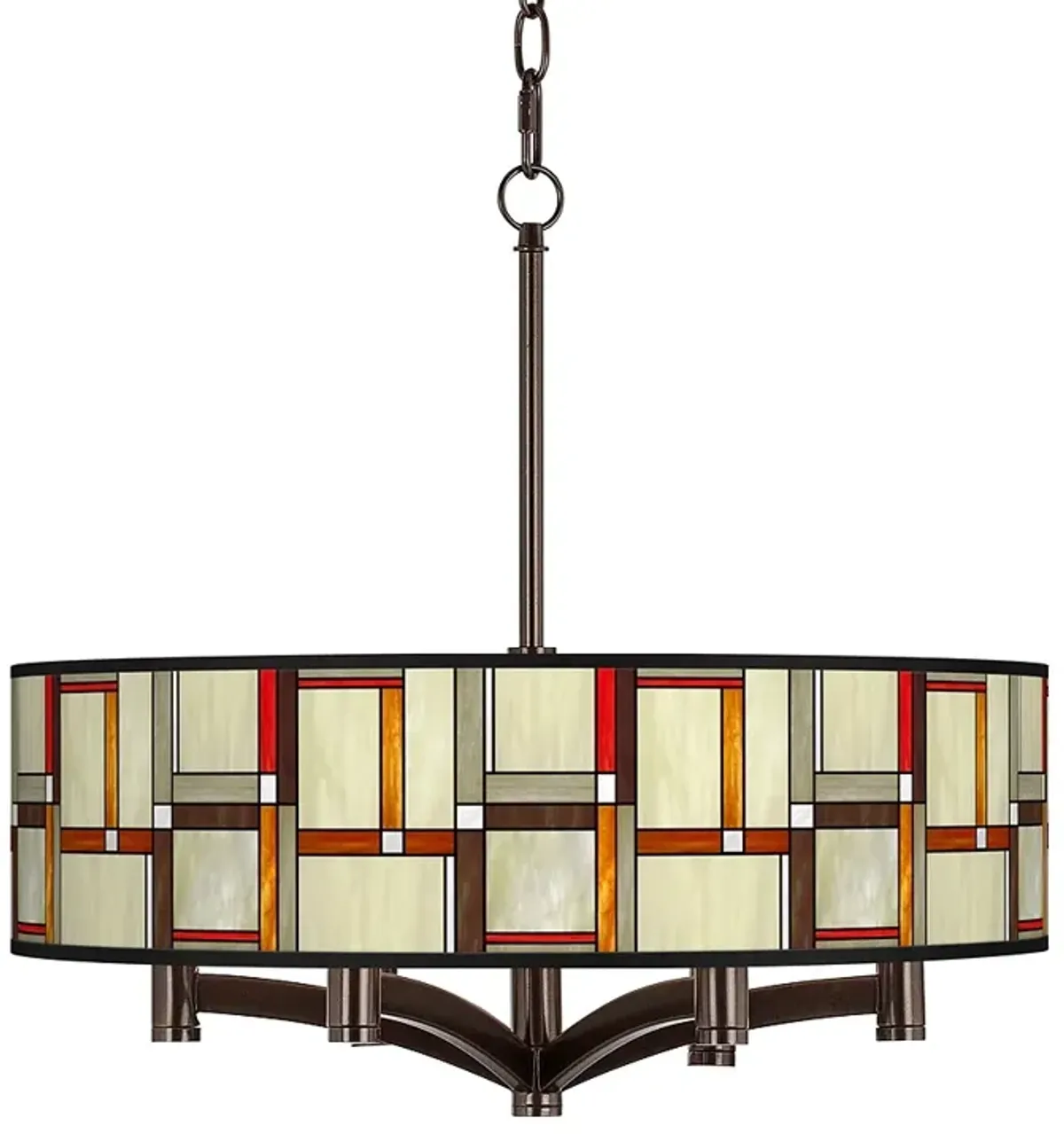 Giclee Glow Ava Bronze 20" Modern Squares 6-Light Pendant Chandelier