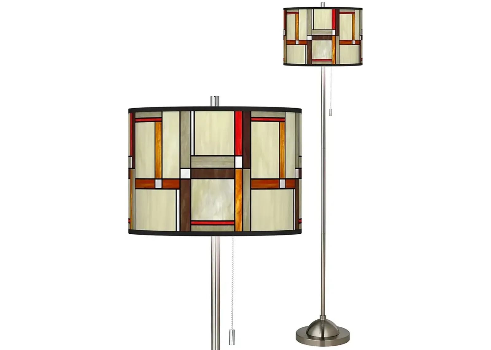 Modern Squares Brushed Nickel Pull Chain Floor Lamp