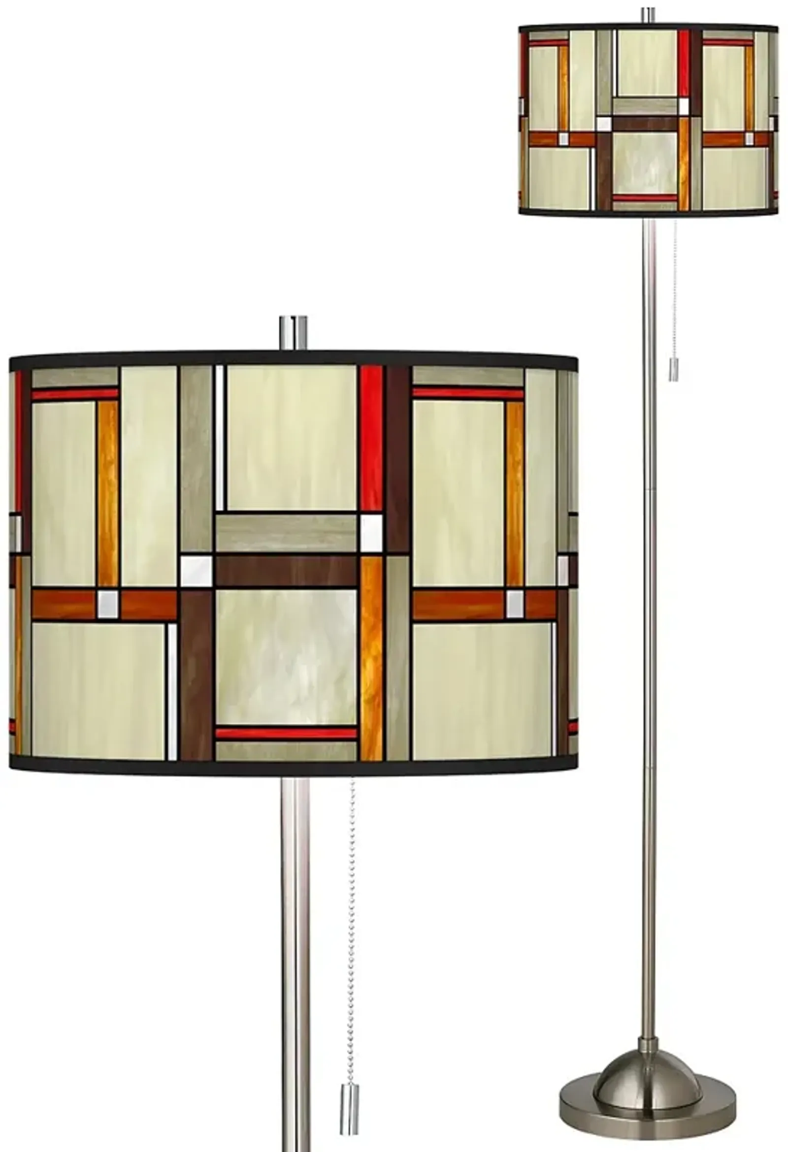 Modern Squares Brushed Nickel Pull Chain Floor Lamp