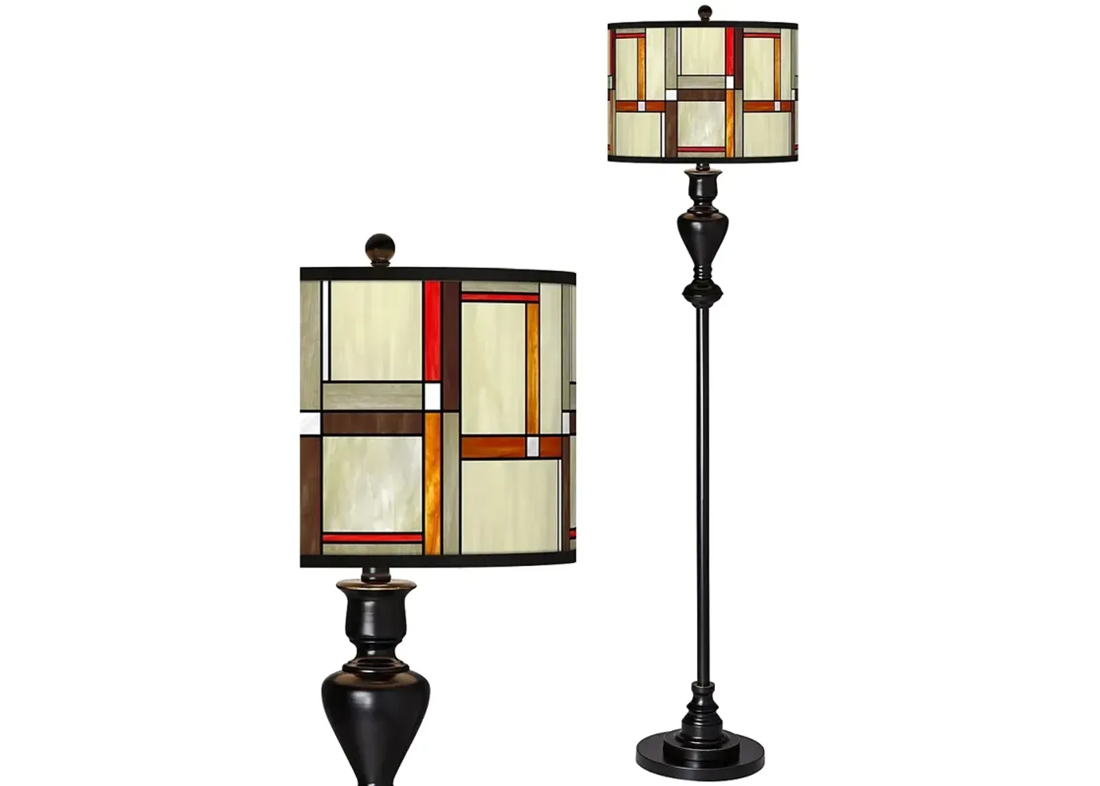 Modern Squares Giclee Glow Black Bronze Floor Lamp