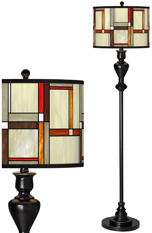 Modern Squares Giclee Glow Black Bronze Floor Lamp