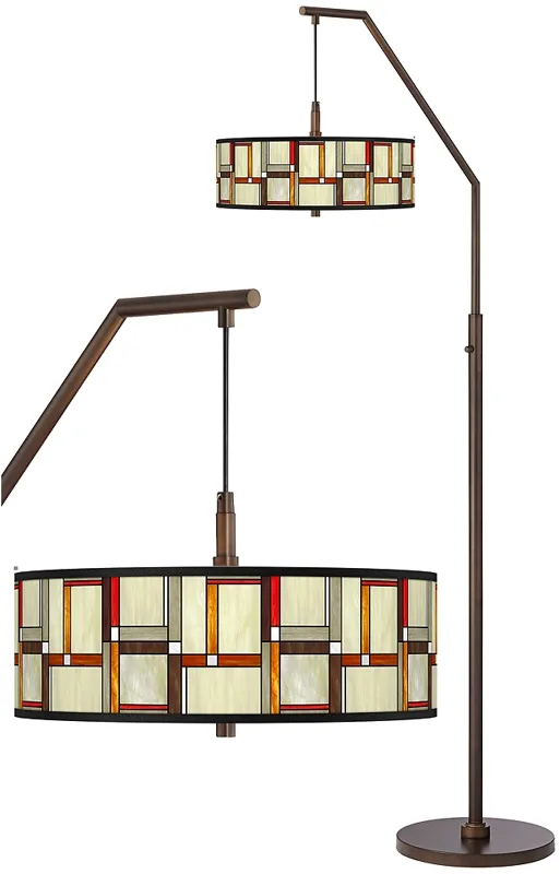 Modern Squares Bronze Downbridge Arc Floor Lamp