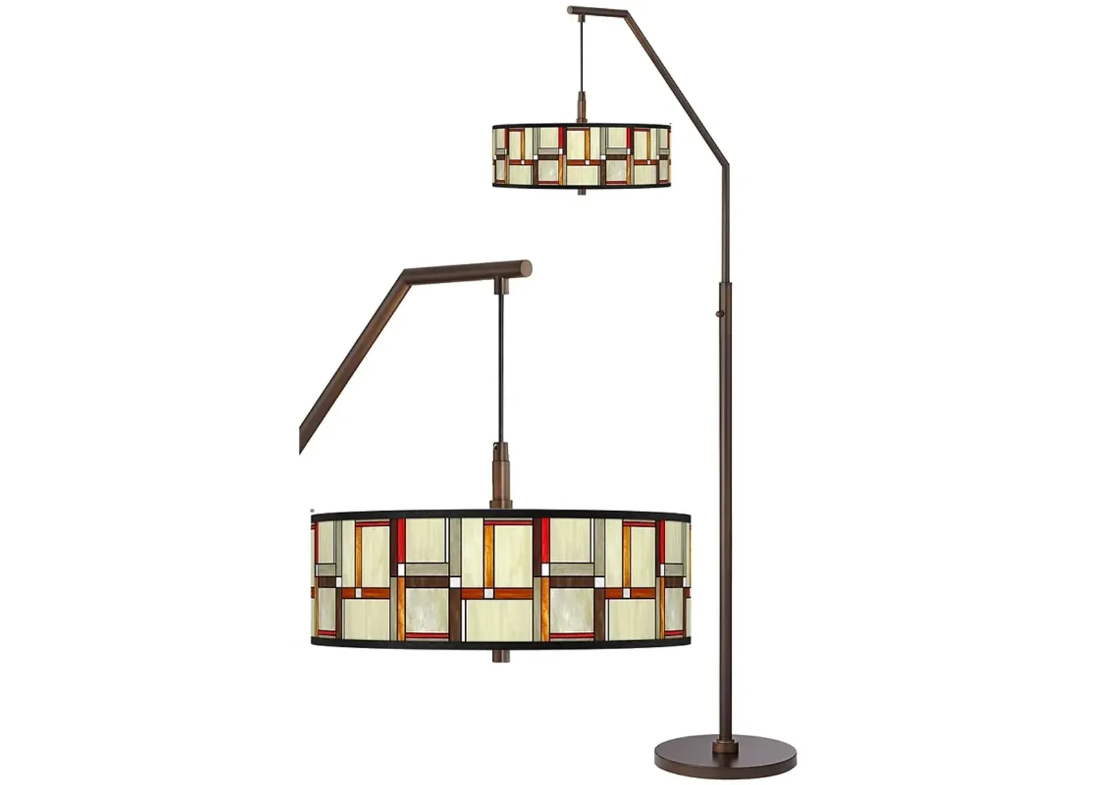 Modern Squares Bronze Downbridge Arc Floor Lamp