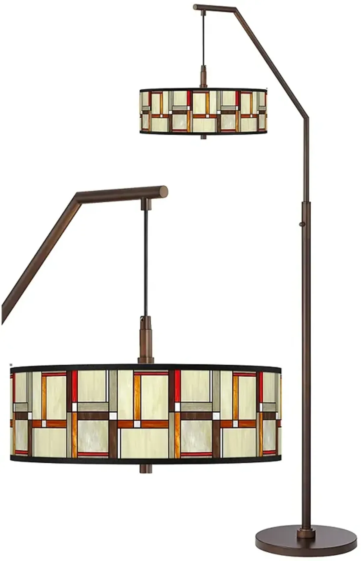 Modern Squares Bronze Downbridge Arc Floor Lamp