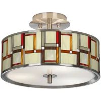 Modern Squares Giclee Glow 14" Wide Ceiling Light