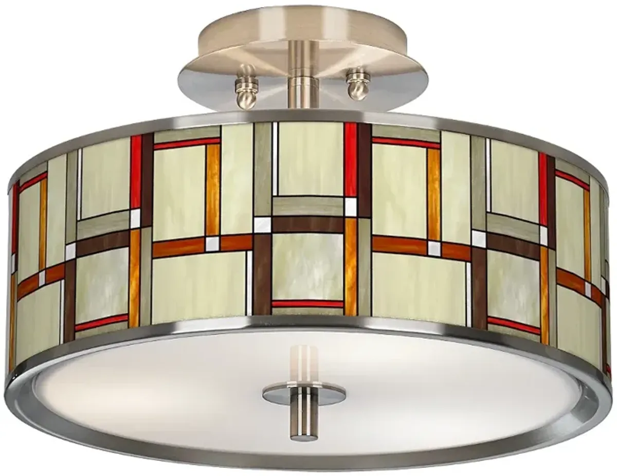 Modern Squares Giclee Glow 14" Wide Ceiling Light