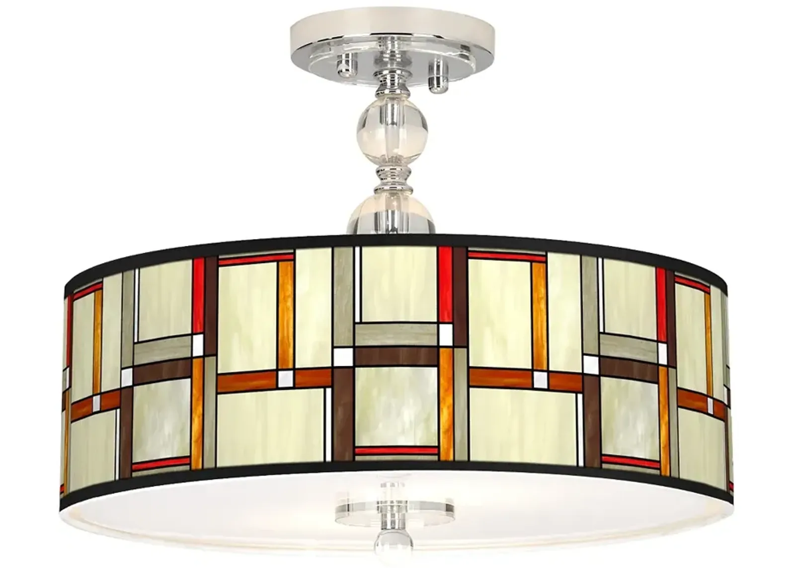 Modern Squares Giclee 16" Wide Semi-Flush Ceiling Light