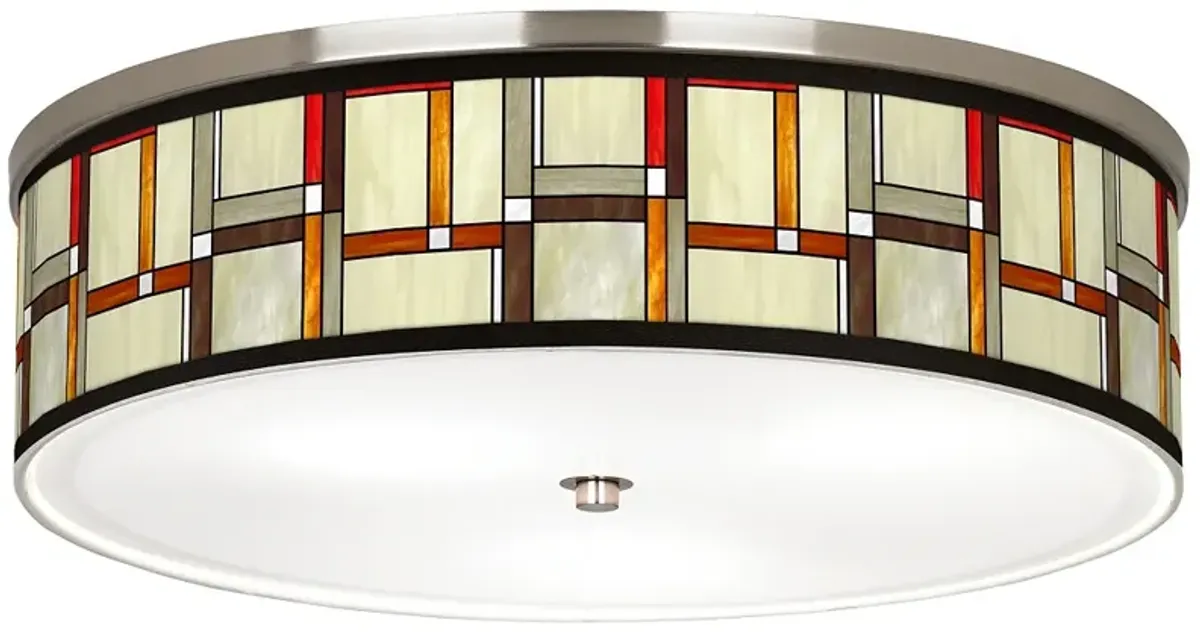 Giclee Galley Modern Squares Shade 20 1/4" Wide Drum Ceiling Light