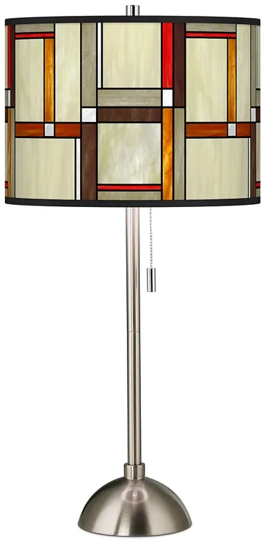 Modern Squares Giclee Brushed Nickel Table Lamp