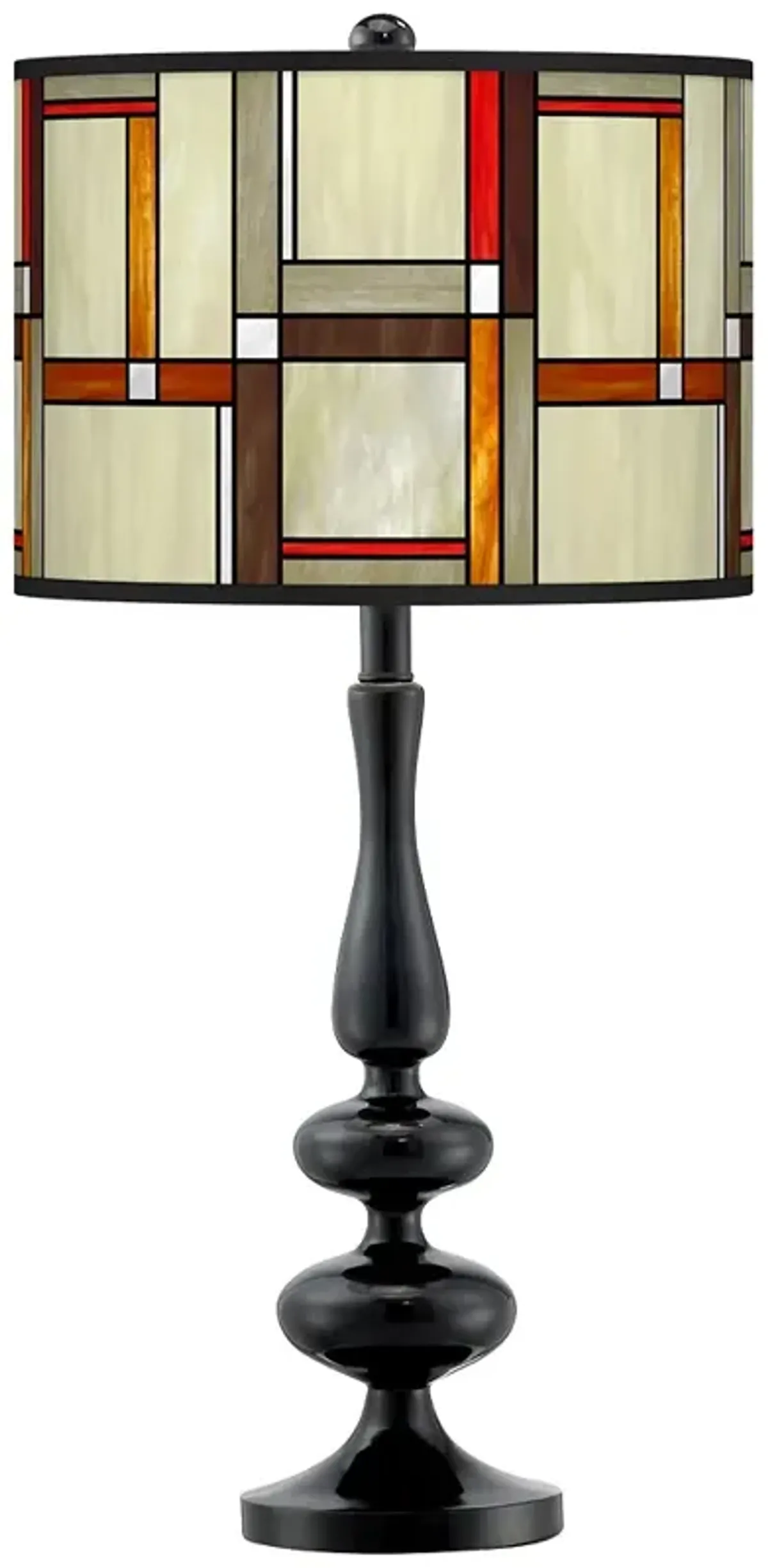 Modern Squares Giclee Paley Black Table Lamp