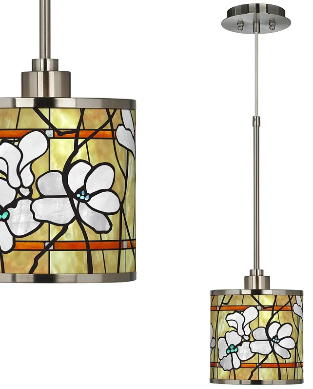 Magnolia Mosaic Giclee Glow Mini Pendant Light