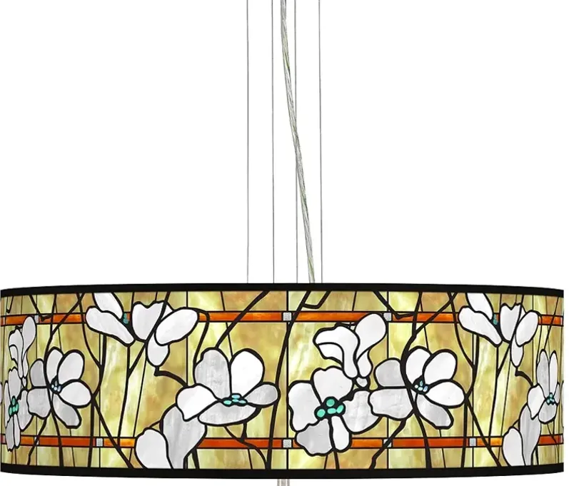 Magnolia Mosaic Giclee 24" Wide 4-Light Pendant Chandelier