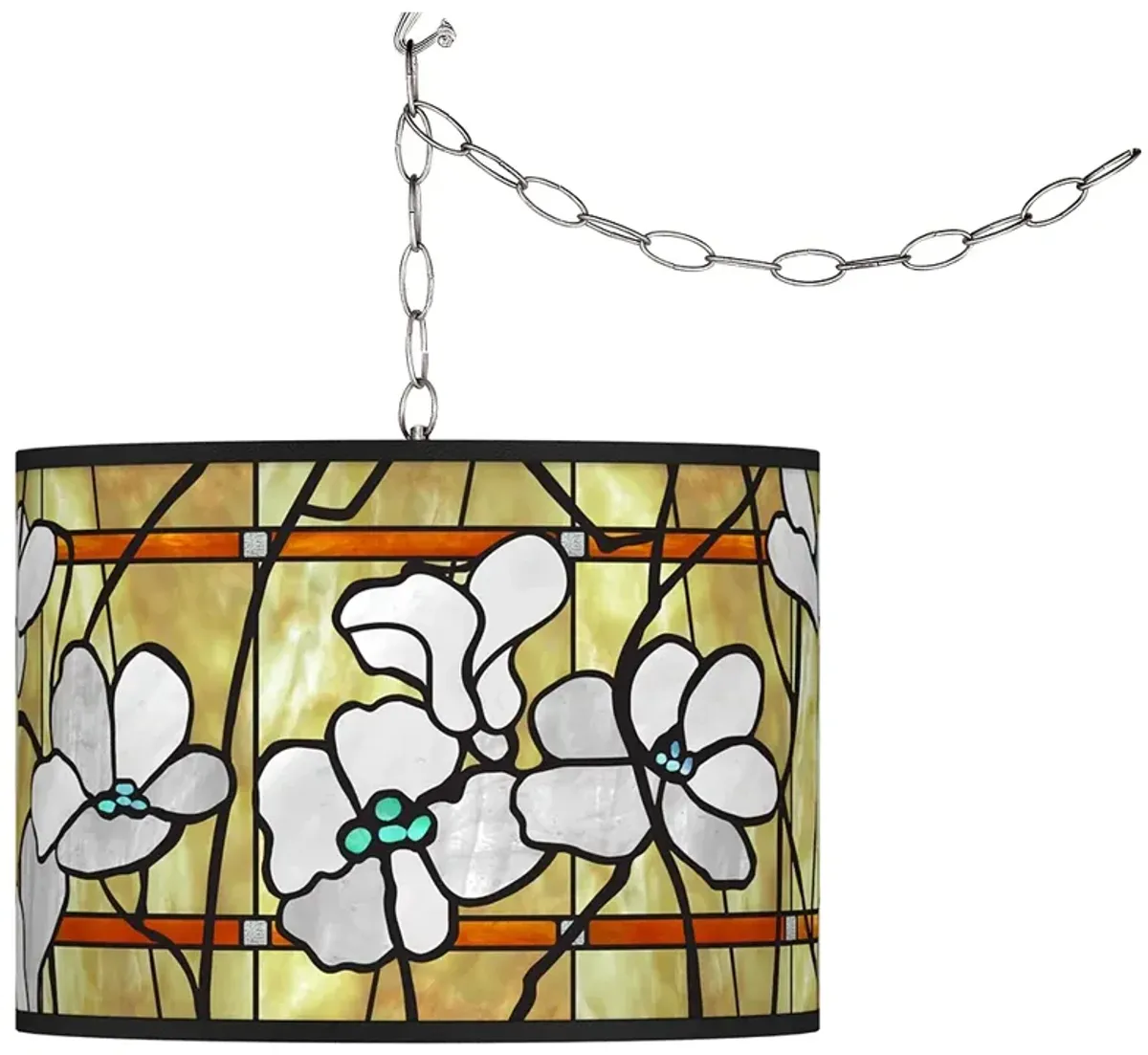 Magnolia Mosaic Giclee Glow Plug-In Swag Pendant