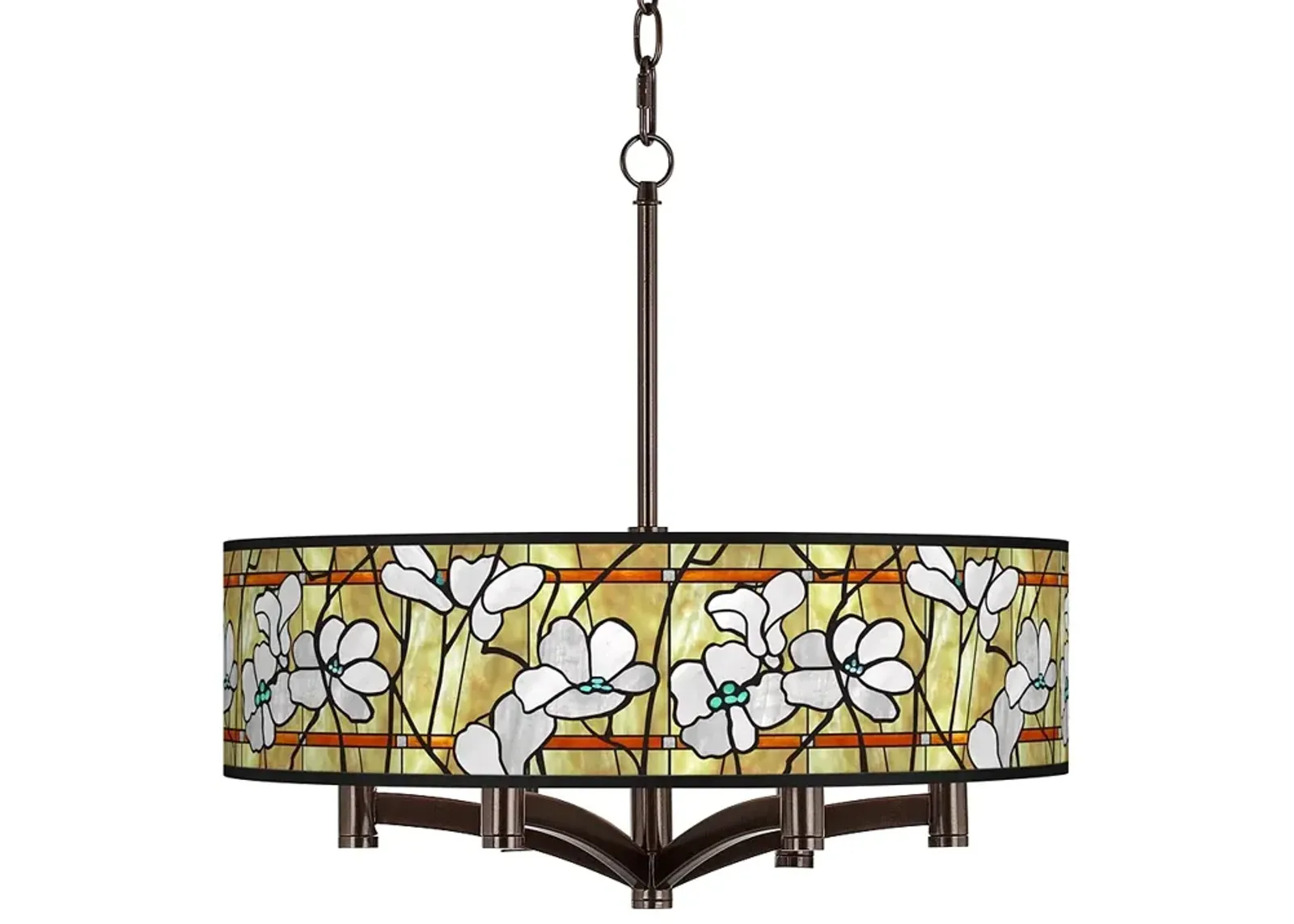 Giclee Glow Ava 20" Magnolia Mosaic 6-Light Bronze Pendant Chandelier