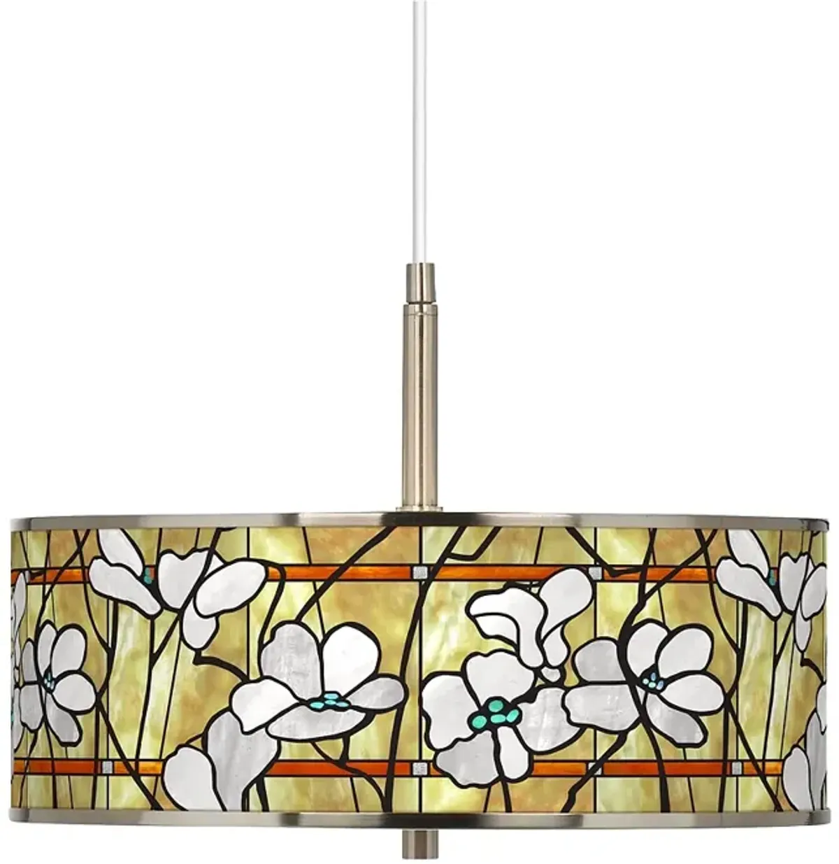 Magnolia Mosaic Giclee Glow 16" Wide Pendant Light