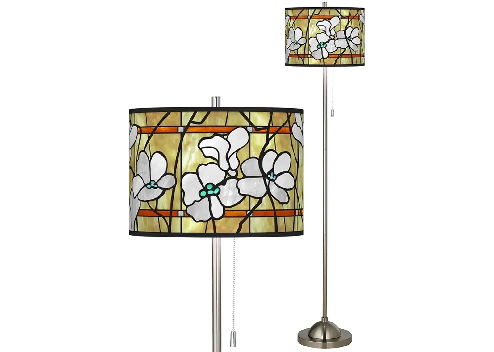 Magnolia Mosaic Brushed Nickel Pull Chain Floor Lamp