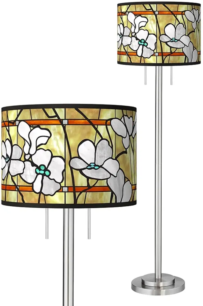 Magnolia Mosaic Giclee Brushed Nickel Garth Floor Lamp