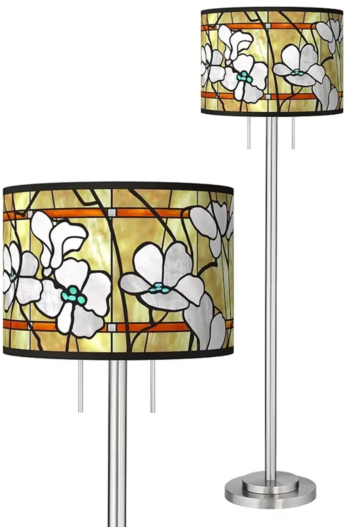 Magnolia Mosaic Giclee Brushed Nickel Garth Floor Lamp