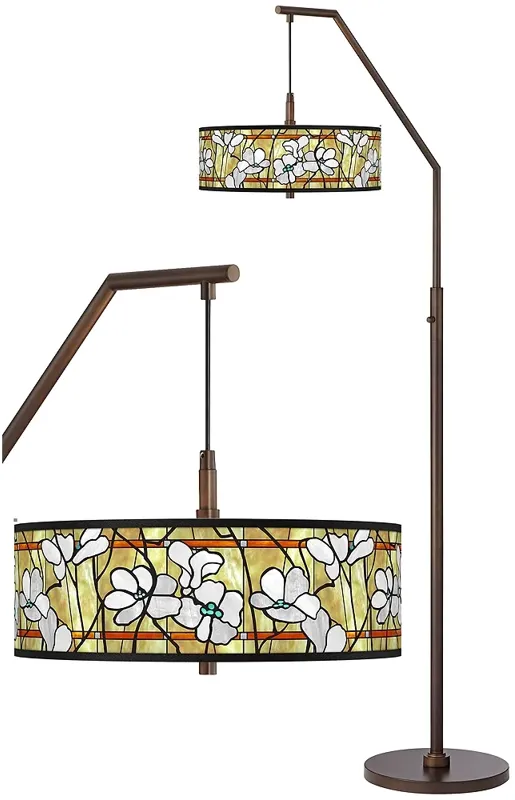 Magnolia Mosaic Bronze Downbridge Arc Floor Lamp