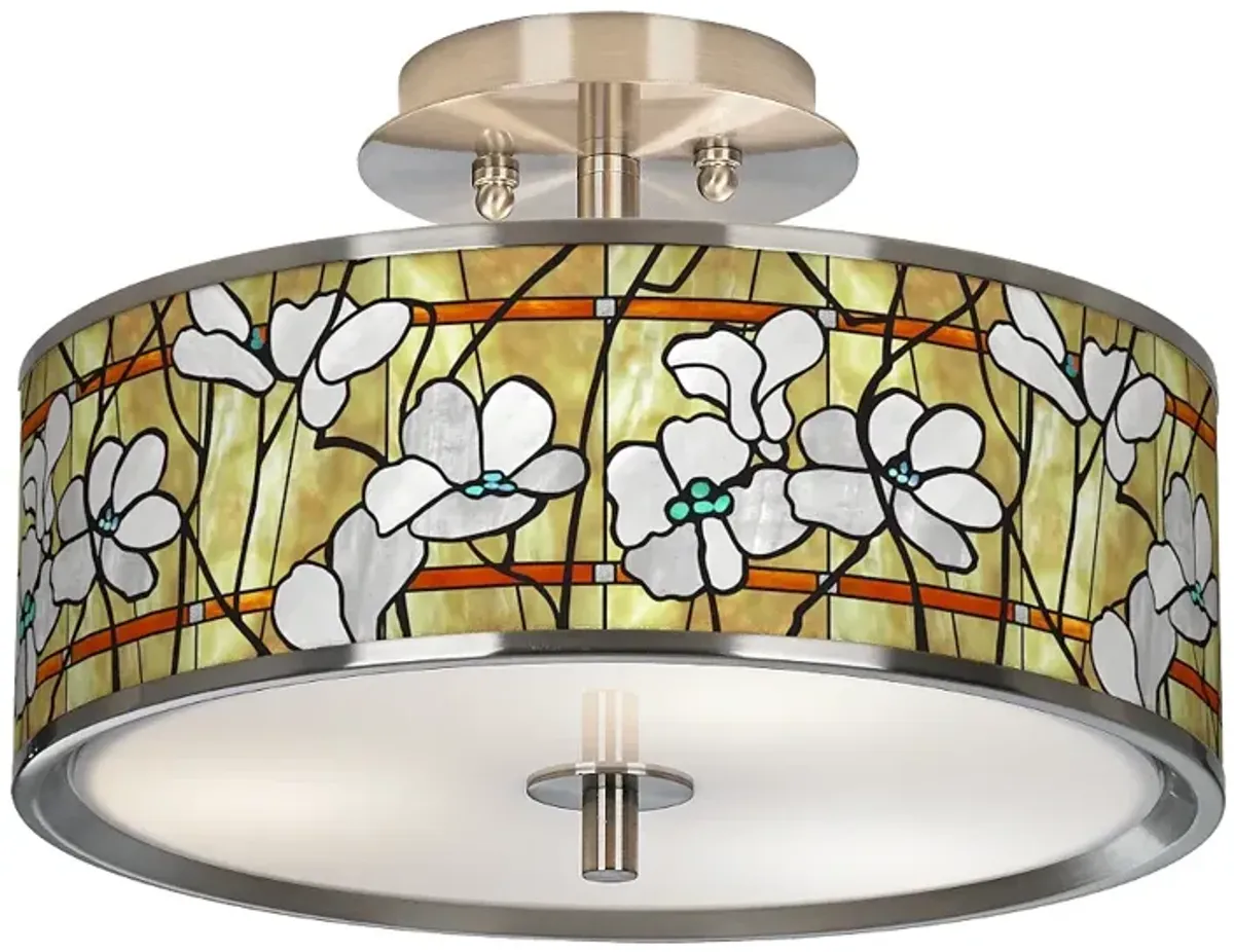 Magnolia Mosaic Giclee Glow 14" Wide Ceiling Light