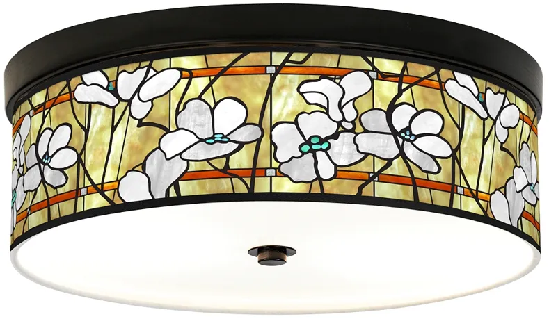 Magnolia Mosaic Giclee Energy Efficient Bronze Ceiling Light