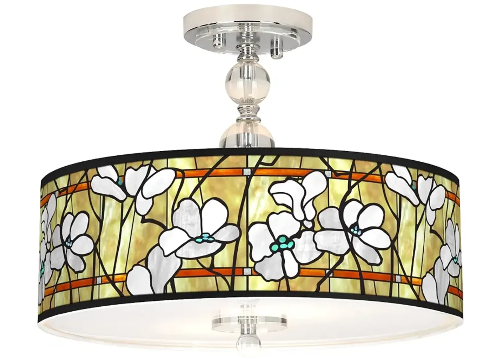 Magnolia Mosaic Giclee 16" Wide Semi-Flush Ceiling Light