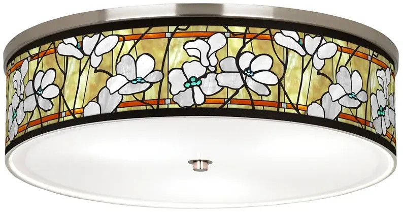 Magnolia Mosaic Giclee Nickel 20 1/4" Wide Ceiling Light