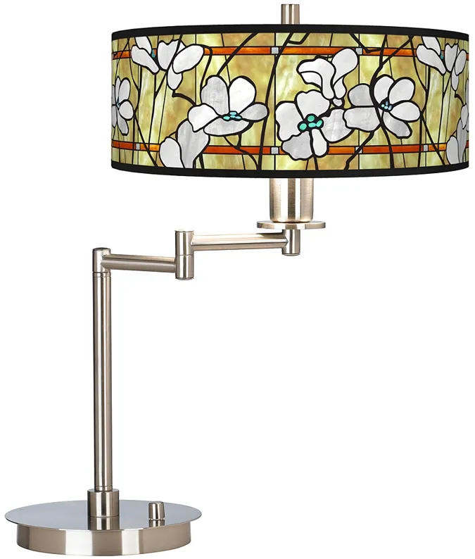 Giclee Gallery 20 1/2" Magnolia Mosaic Shade Swing Arm LED Desk Lamp