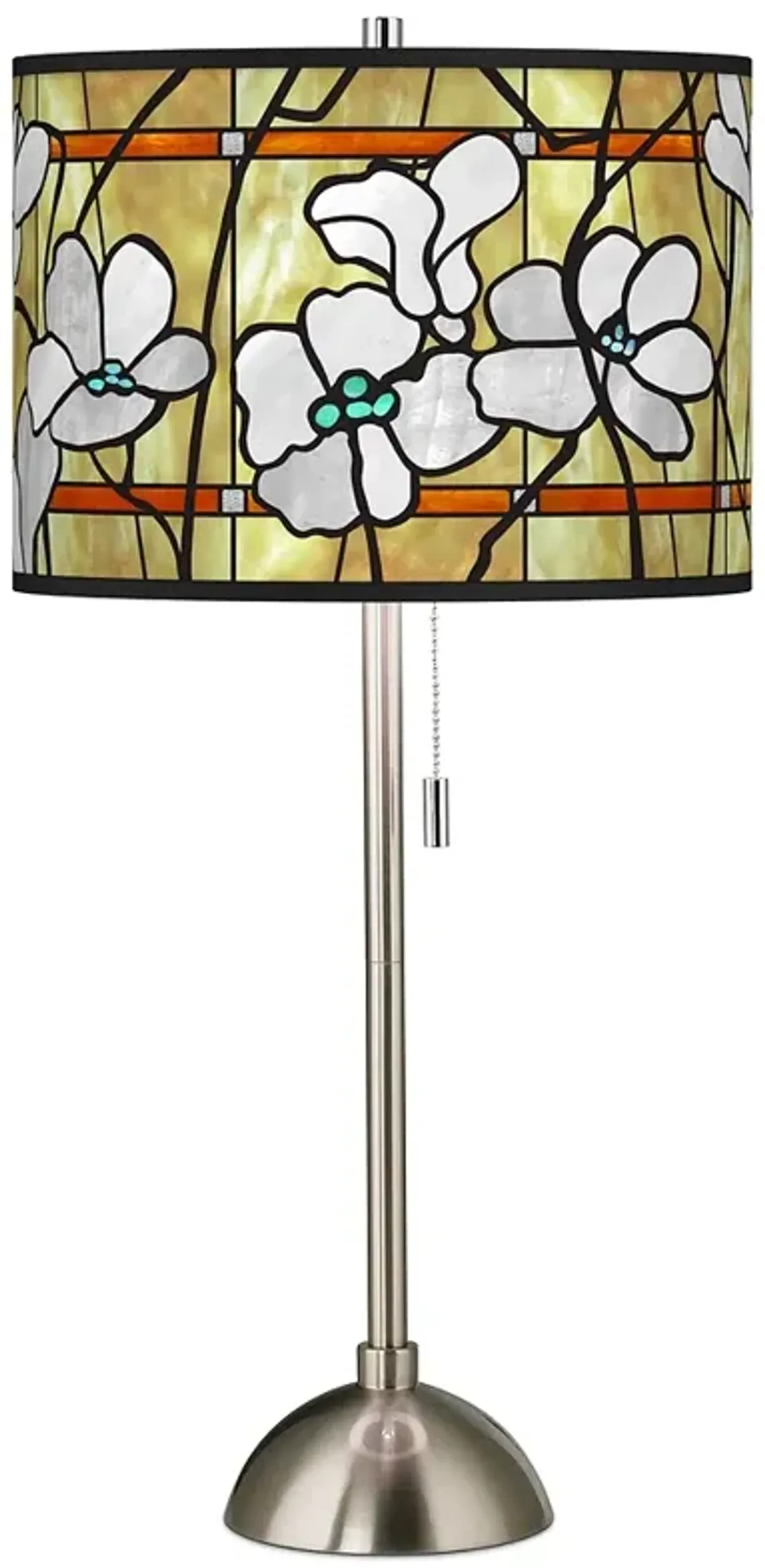 Magnolia Mosaic Giclee Brushed Nickel Table Lamp