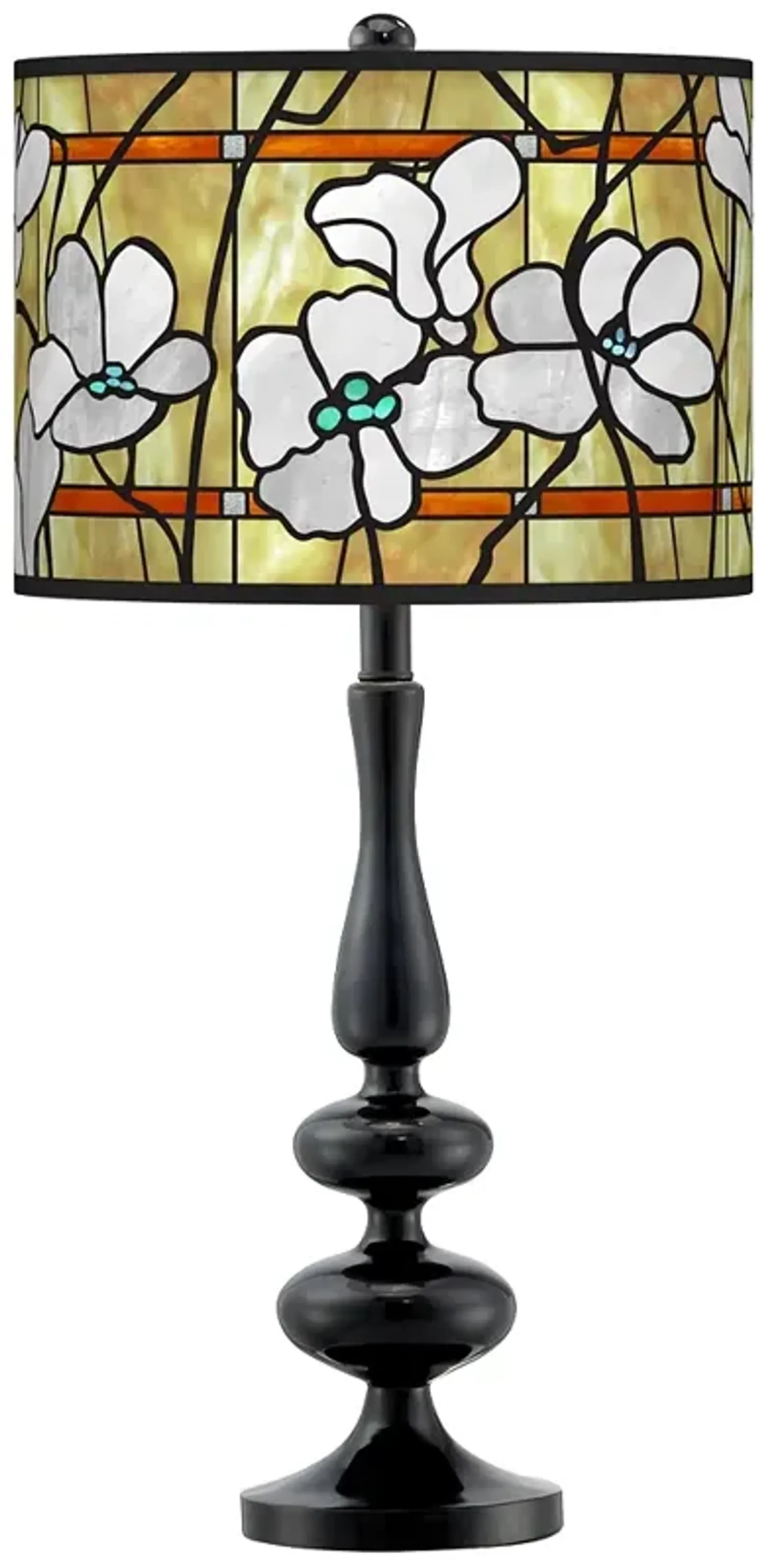 Giclee Gallery Paley 29" Magnolia Mosaic Shade Black Table Lamp