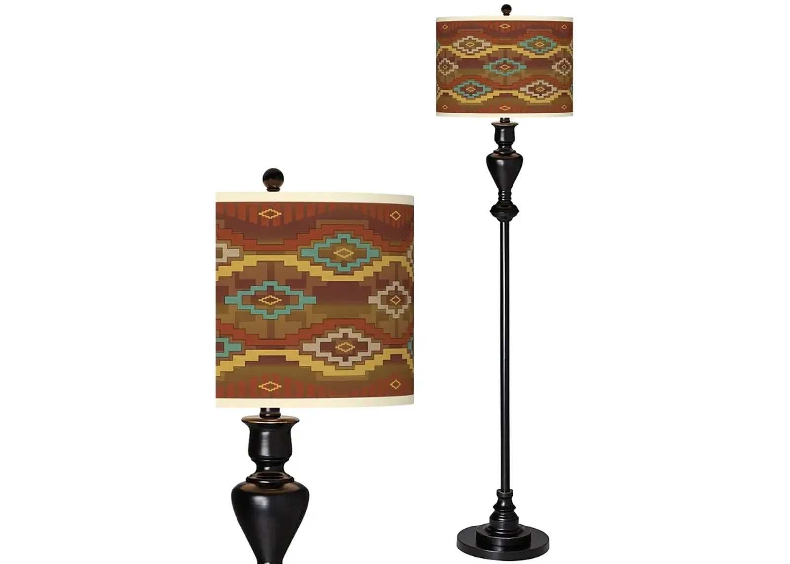 Southwest Sienna Giclee Glow Black Bronze Floor Lamp