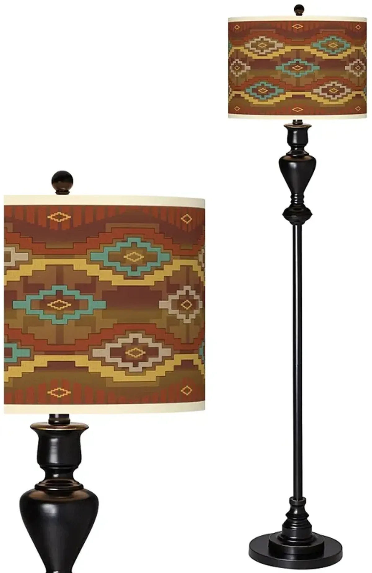 Southwest Sienna Giclee Glow Black Bronze Floor Lamp