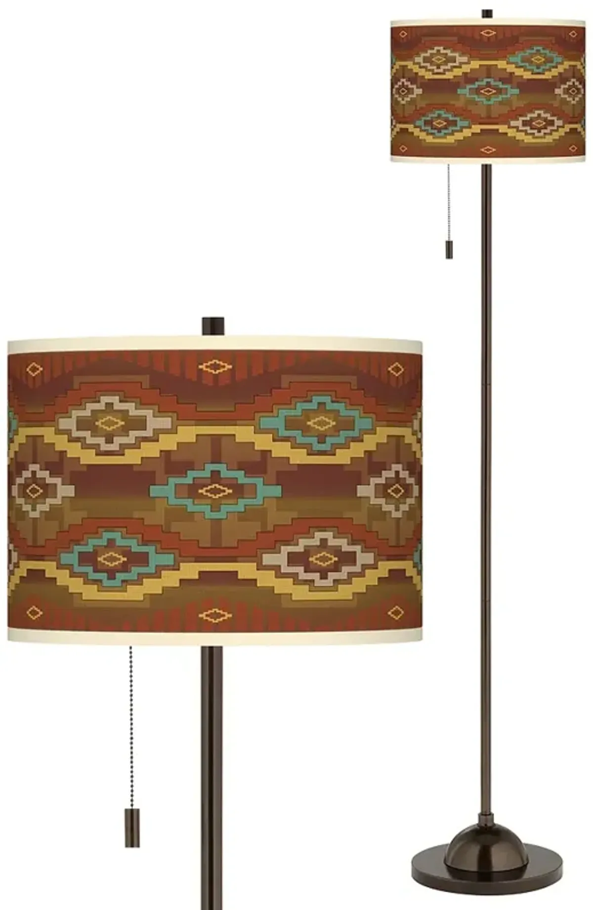 Southwest Sienna Giclee Glow Bronze Club Floor Lamp