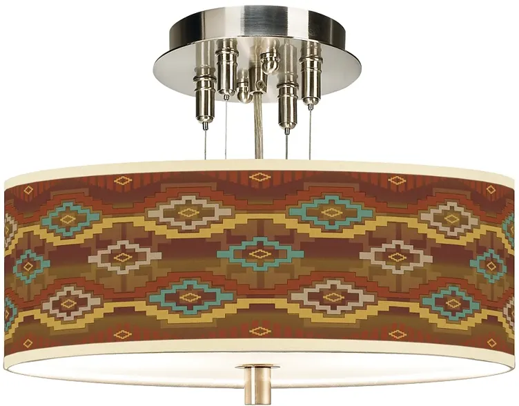 Southwest Sienna Giclee 14" Wide Ceiling Light