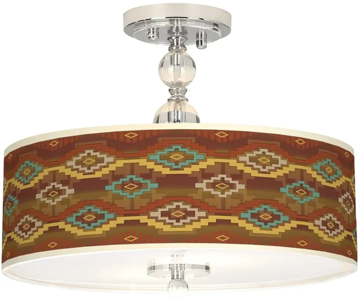 Southwest Sienna Giclee 16" Wide Semi-Flush Ceiling Light