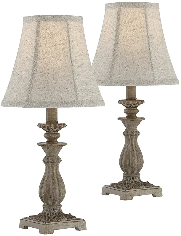 Regency Hill Cali 19" Beige Candlestick Accent Table Lamps Set of 2