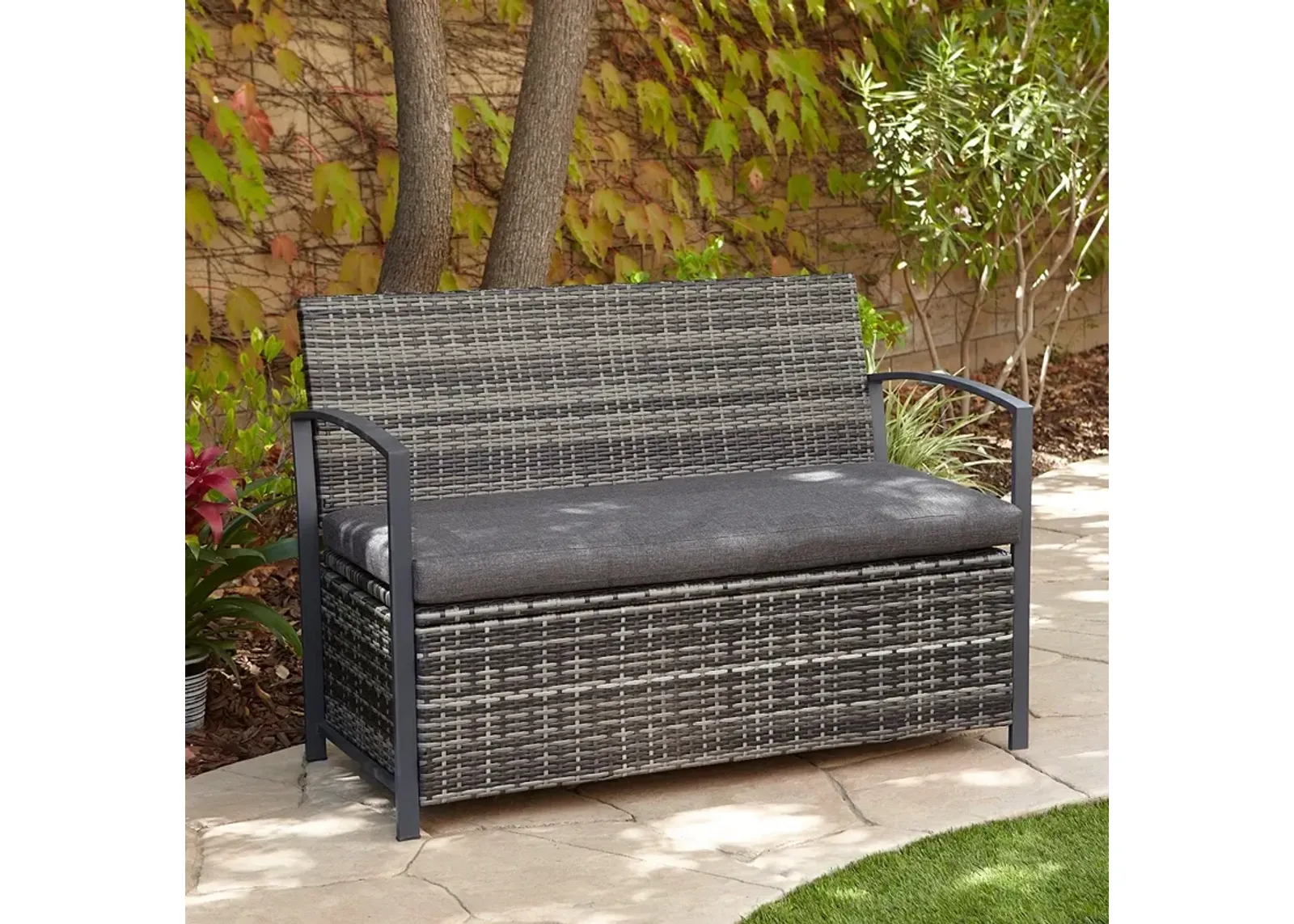 Wicker 47 1/2" Wide Bronze Outdoor Storage Bench