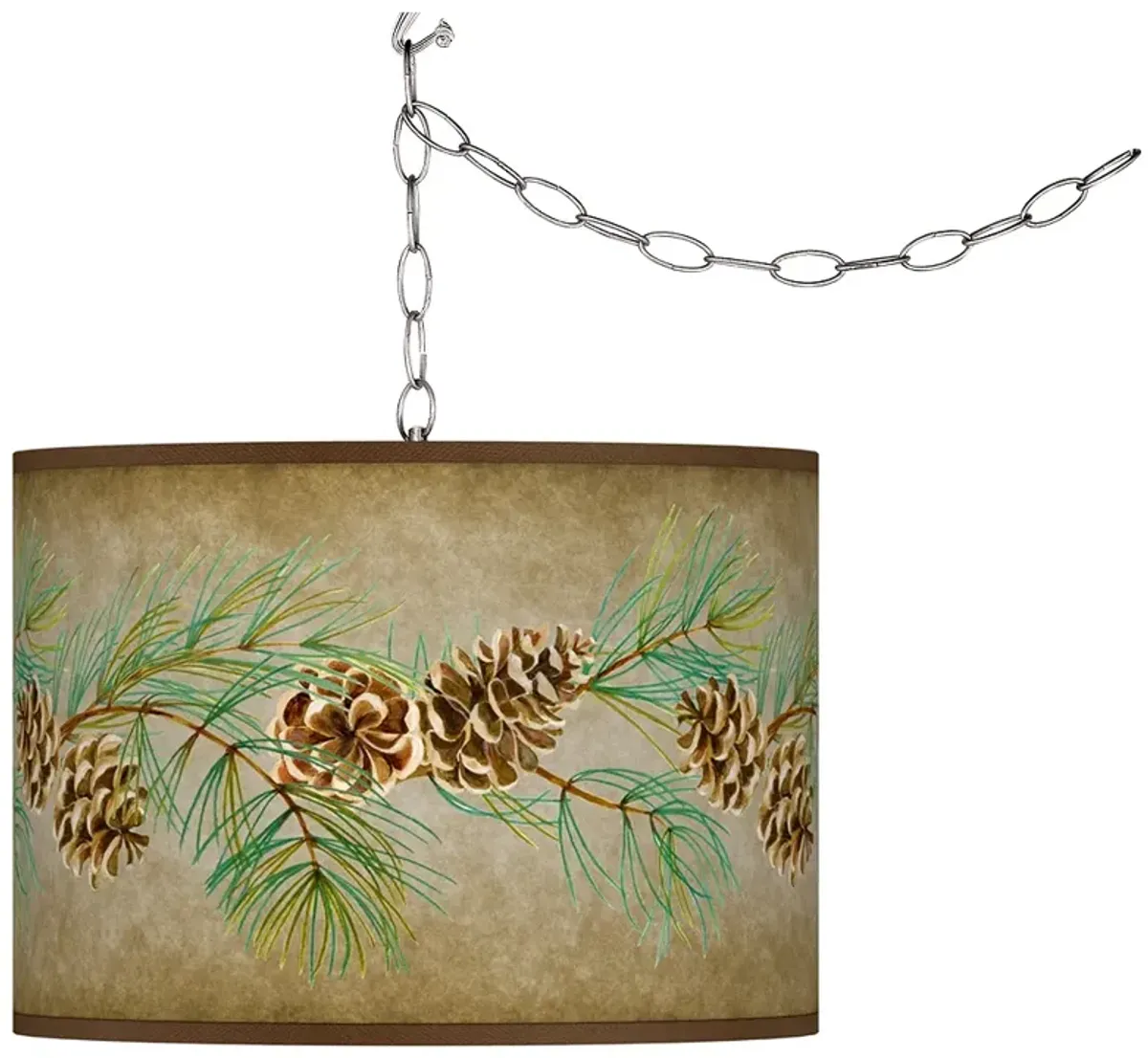 Giclee Glow 13 1/2" Pine Cone Branch Shade Plug-In Swag Pendant