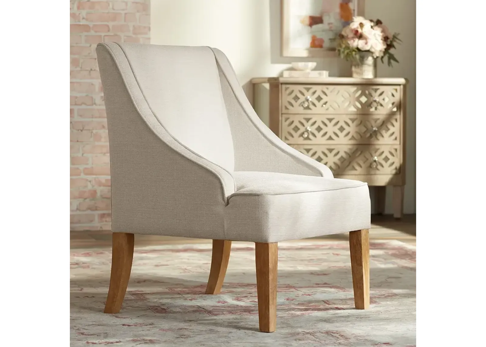 Dixon Ivory Fabric Swoop Arm Chair