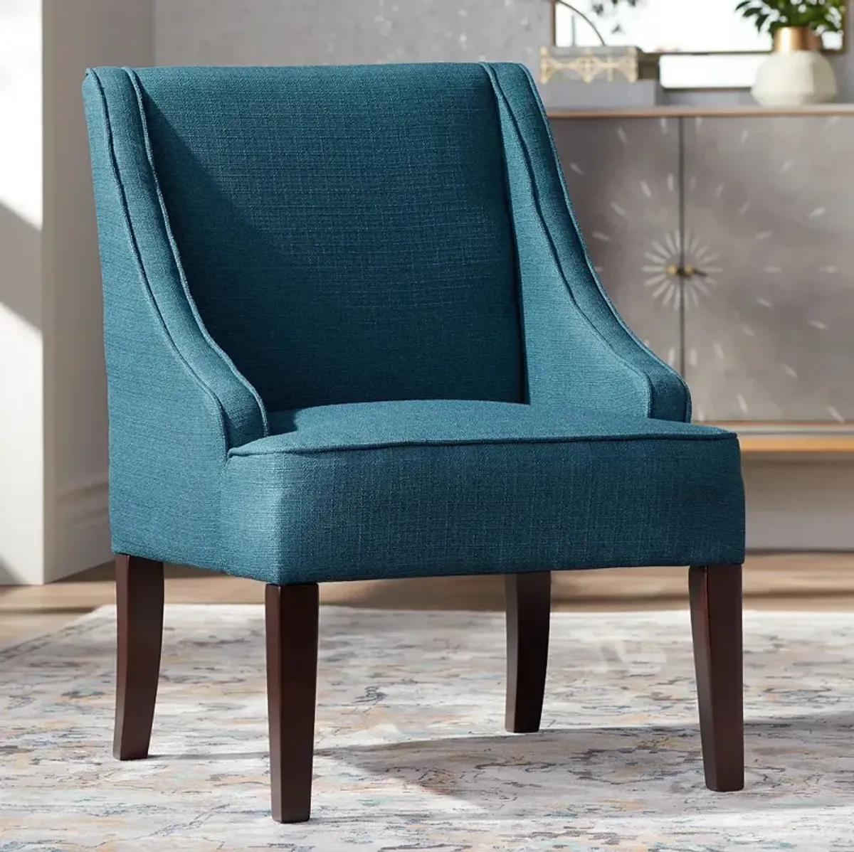 Elm Lane Dixon 35 1/4" Blue Fabric Swoop Arm Chair